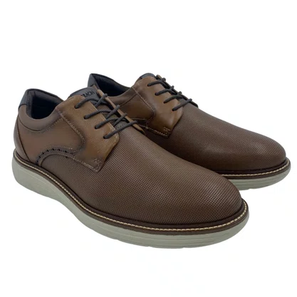 Sapato Casual Ferracini Couro Cadarço Marrom 4572