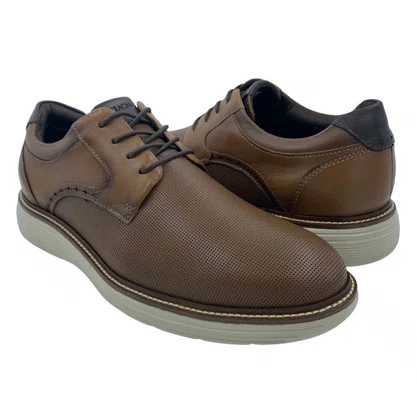 Sapato Casual Ferracini Couro Cadarço Marrom 4572