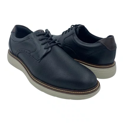 Sapato Casual Ferracini Couro Cadarço Preto 4572