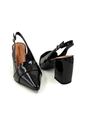 Sapato Scarpin Renata Mello Preto Salto Grosso Bico Fino