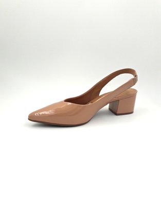 Sapato Scarpin Vizzano Verniz Nude Salto Grosso Bico Fino