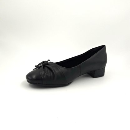 Sapato Comfortflex Couro Preto Salto Baixo 1987304
