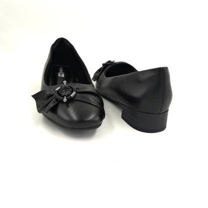 Sapato Comfortflex Couro Preto Salto Baixo 1987304