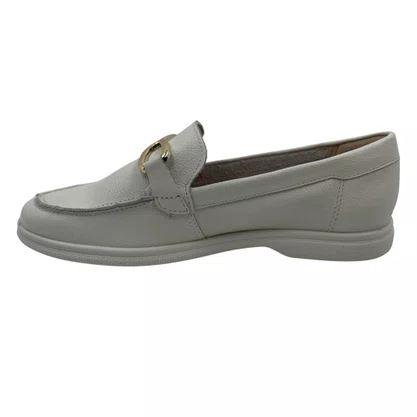 Sapato Comfortflex Mocassim Couro Off White 2560303