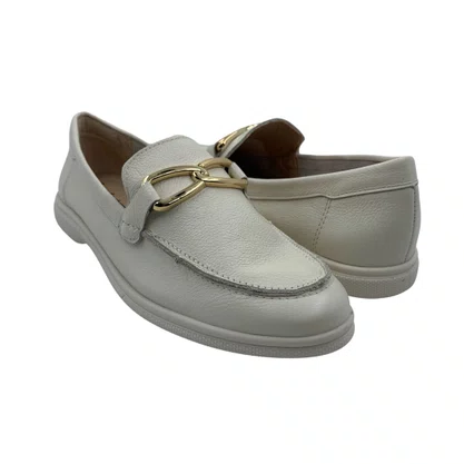Sapato Comfortflex Mocassim Couro Off White 2560303
