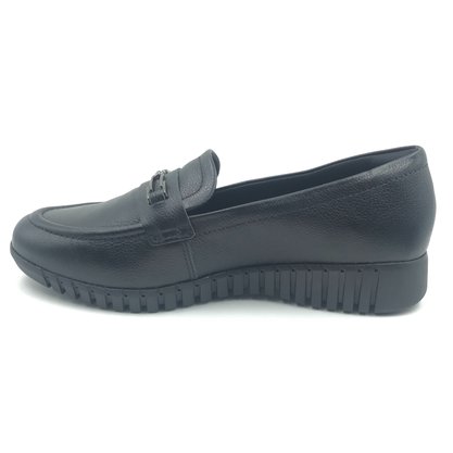 Sapato Comfortflex Mocassim Couro Preto 2476302