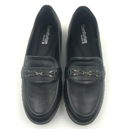 Sapato Comfortflex Mocassim Couro Preto 2476302