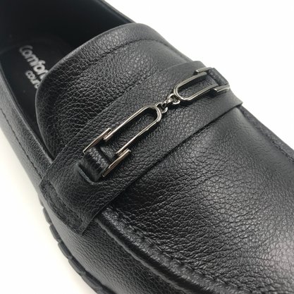 Sapato Comfortflex Mocassim Couro Preto 2476302