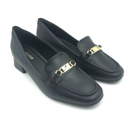 Sapato Comfortflex Mocassim Salto Baixo Preto 2495304