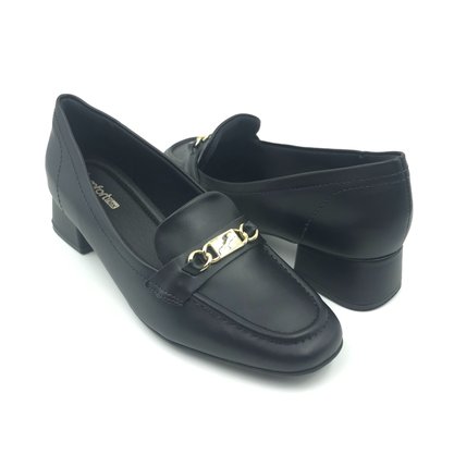 Sapato Comfortflex Mocassim Salto Baixo Preto 2495304