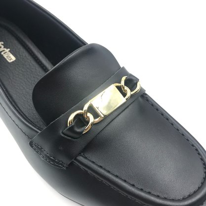 Sapato Comfortflex Mocassim Salto Baixo Preto 2495304