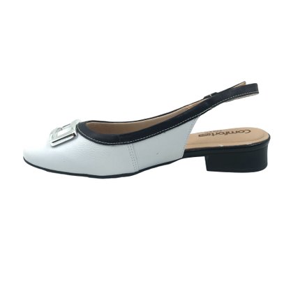 Sapato Comfortflex Slingback Couro Branco com Preto 2482331