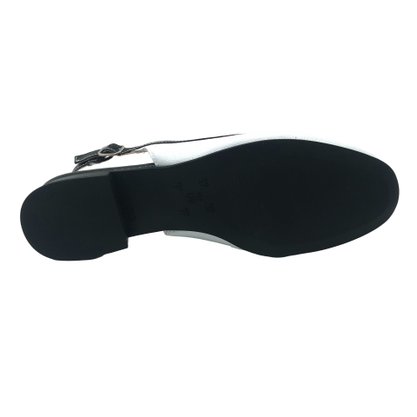 Sapato Comfortflex Slingback Couro Branco com Preto 2482331