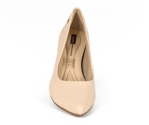 Sapato Dakota Scarpin Salto Grosso Nude Couro Legítimo