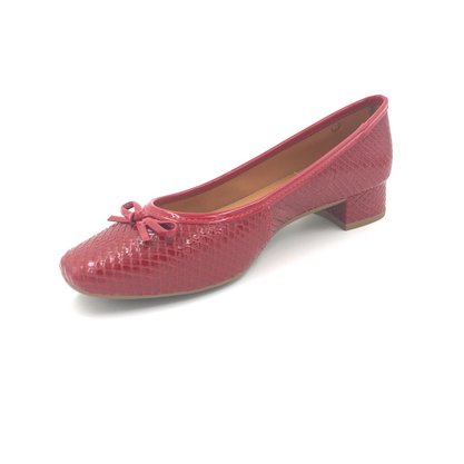 Sapato Dakota Salto Baixo Croco Vermelho Laço G2253