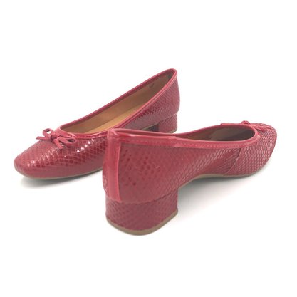 Sapato Dakota Salto Baixo Croco Vermelho Laço G2253