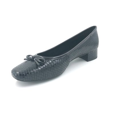 Sapato Dakota Salto Baixo Verniz Croco Preto Laço G2253
