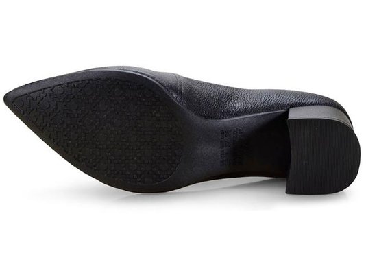 Sapato Dakota Scarpin Salto Grosso Preto Couro G1441
