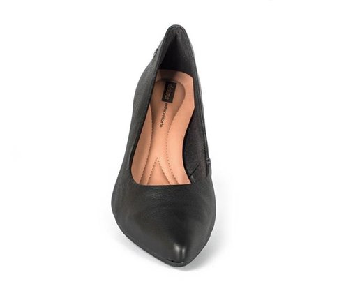 Sapato Dakota Scarpin Salto Grosso Preto Couro G1441