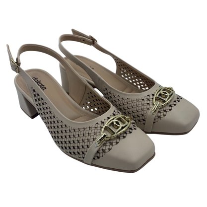 Sapato Dakota Slingback com Detalhes Bege 0082