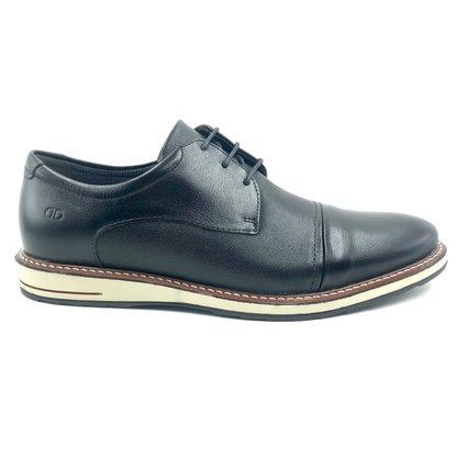 Sapato Democrata Couro Casual com Cadarço Preto 273202