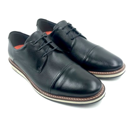 Sapato Democrata Couro Casual com Cadarço Preto 273202