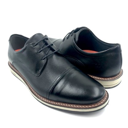 Sapato Democrata Couro Casual com Cadarço Preto 273202
