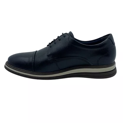 Sapato Democrata Couro Casual com Cadarço Preto 298202