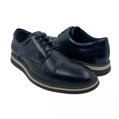 Sapato Democrata Couro Casual com Cadarço Preto 298202
