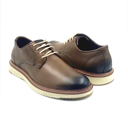 Sapato Ferracini Casual Couro Marrom Cadarço 4645