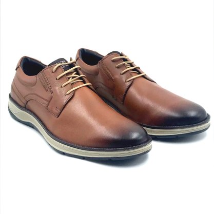 Sapato Ferracini Casual Couro Marrom Cadarço 5540