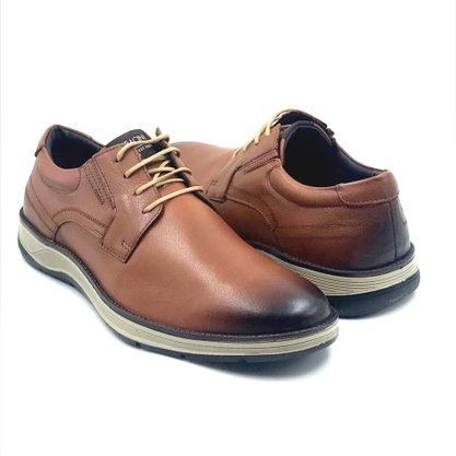 Sapato Ferracini Casual Couro Marrom Cadarço 5540