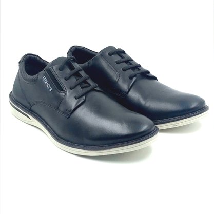 Sapato Ferracini Casual Couro Preto Elástico 3618