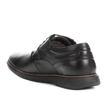 Sapato Ferracini Preto Couro Casual Cadarço Trindade
