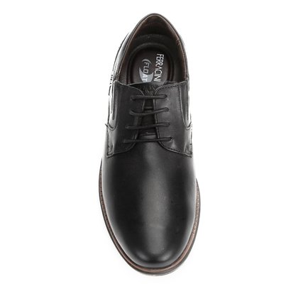 Sapato Ferracini Preto Couro Casual Cadarço Trindade