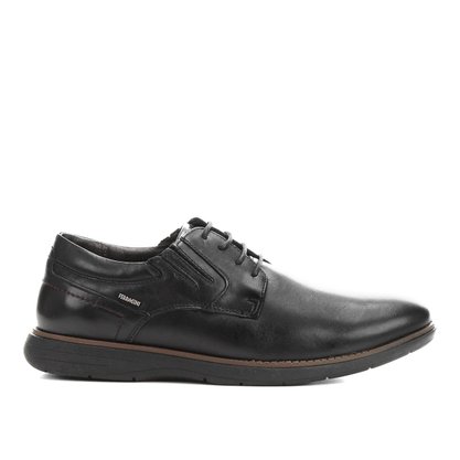 Sapato Ferracini Preto Couro Casual Cadarço Trindade
