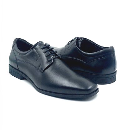 Sapato Ferracini Social Couro Preto Cadarço 4463