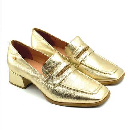 Sapato Mocassim Bottero Couro Dourado 354202