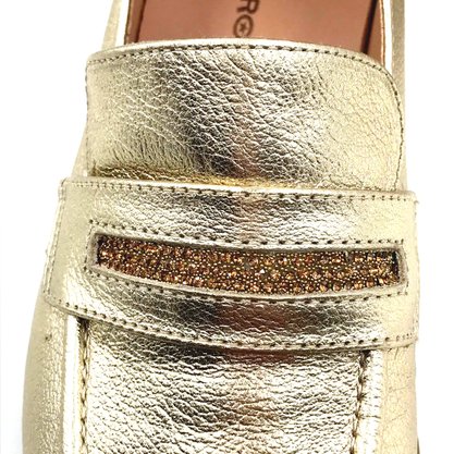 Sapato Mocassim Bottero Couro Dourado 354202