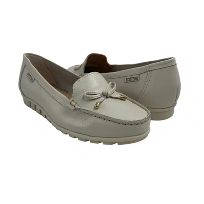 Sapato Mocassim Feminino Bottero em Couro Off White 354001