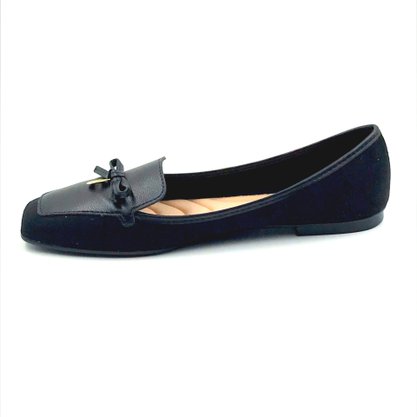 Sapato Mocassim Feminino Moleca Camurça Preto 5737203