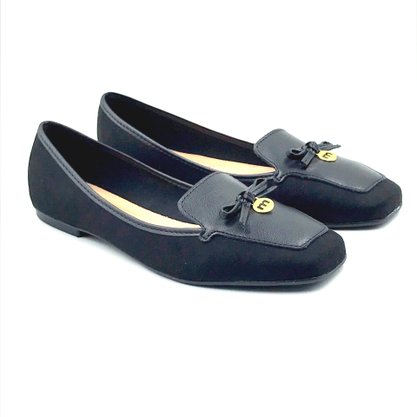 Sapato Mocassim Feminino Moleca Camurça Preto 5737203