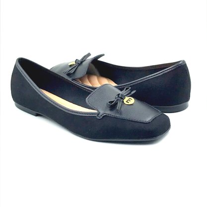 Sapato Mocassim Feminino Moleca Camurça Preto 5737203