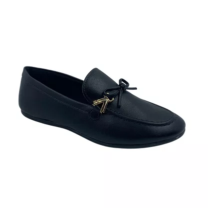 Sapato Mocassim Feminino Sua Cia Preto 16468 com Laço