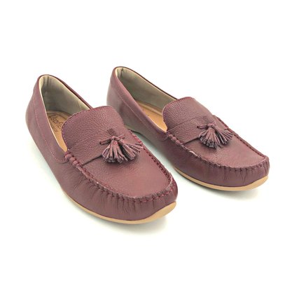 Sapato Mocassim Usaflex Couro Bordô AD1705