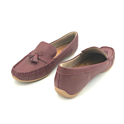 Sapato Mocassim Usaflex Couro Bordô AD1705