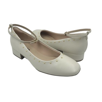 Sapato Moleca Boneca com Spikes Off White 5795105