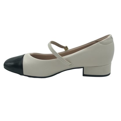 Sapato Moleca Boneca Off White com Preto 5795103