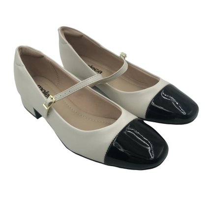 Sapato Moleca Boneca Off White com Preto 5795103