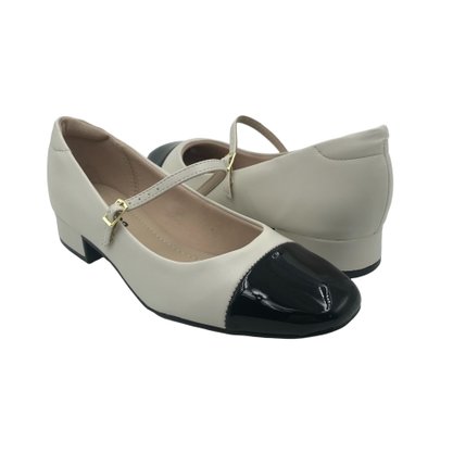 Sapato Moleca Boneca Off White com Preto 5795103
